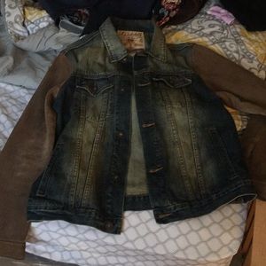 Cult of Individuality denim/cow leather jacket